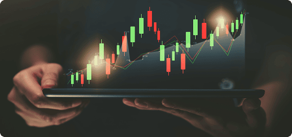 Mains tenant tablette graphique boursier