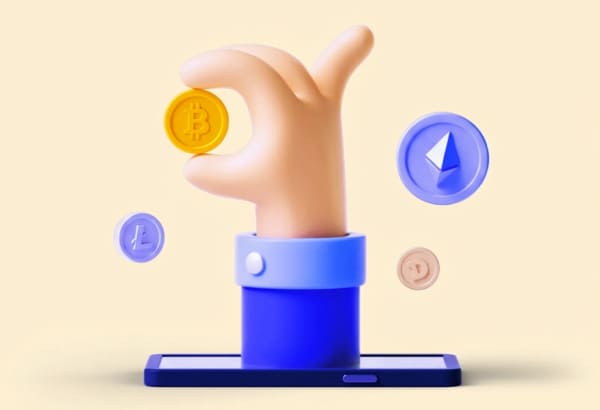 Main 3D sortant smartphone tenant bitcoin