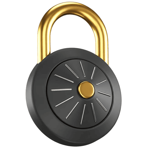 Cadenas noir et or sécurisé